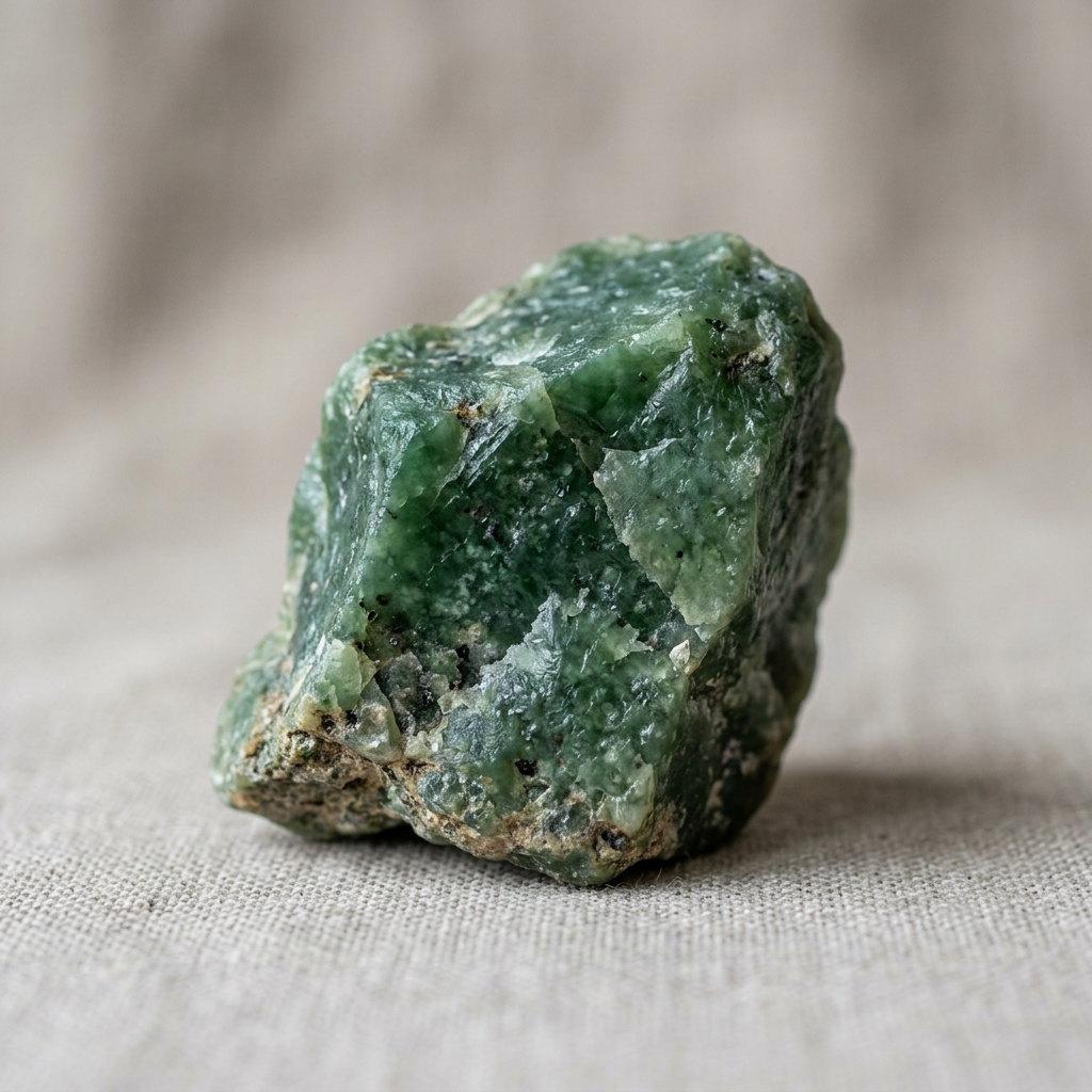 Close-up jade crystal on neutral background